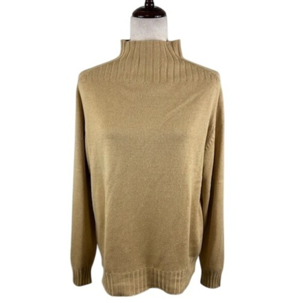 The Collection Women's Sweater‎ Silk Cashmere Blend Mock Neck Beige Size Medium